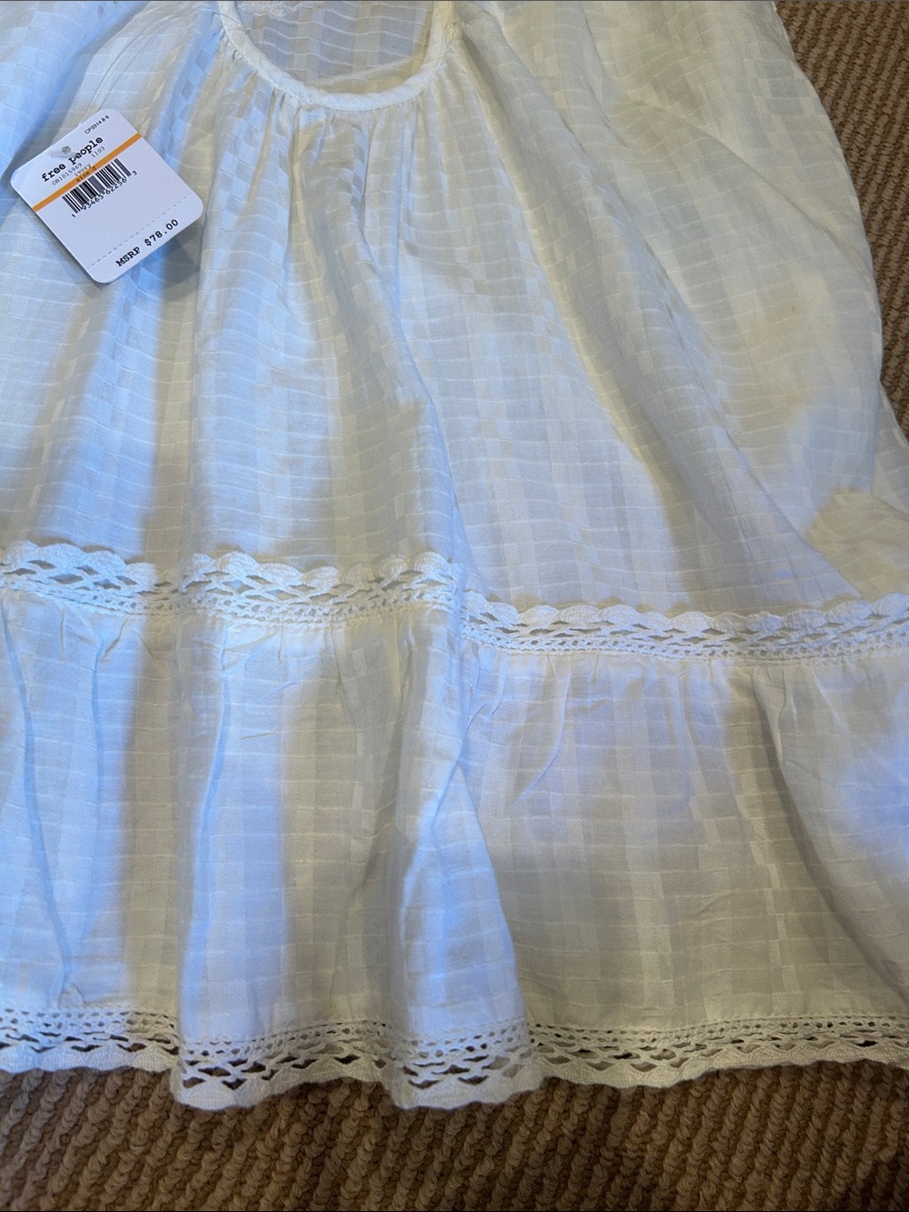 NWT Free People elisa tunic Ivory Crochet Trim Halter Tunic top size S/M - Picture 8 of 10